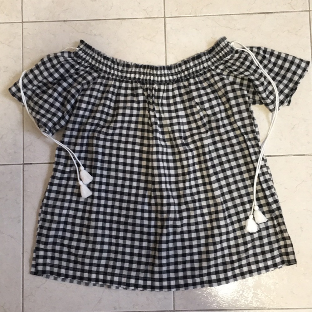 Off the shoulder gingham top